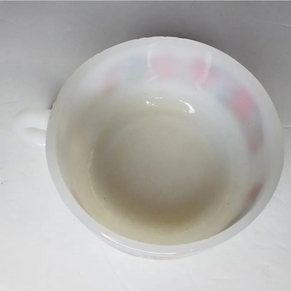 Glass bake  USA made handled bowl with  strawberries detail